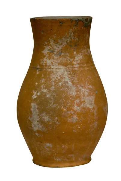 Jarro de barro isolado em um fundo branco. vintage jarro vazio fro — Fotografia de Stock