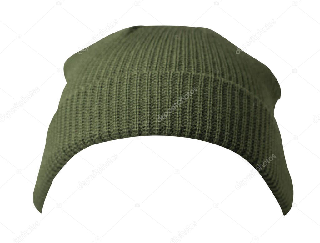 Docker knitted hat isolated on white background. fashionable rap
