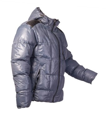 Beyaz arka planda izole edilmiş kapüşonlu bir erkek ceketi. Rüzgarlık ceketi.