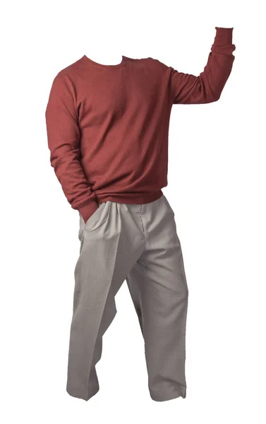 Suéter de los hombres y pantalones aislados en ropa background.casual blanco —  Fotos de Stock