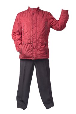 Erkek ceketi ve pantolonu beyaz arka planda izole edilmiş..  