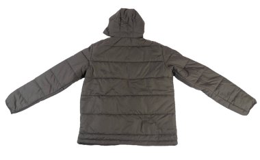 Beyaz arka planda izole edilmiş kapüşonlu bir erkek ceketi. Windbr