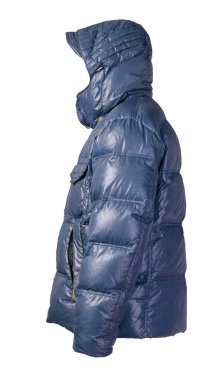 Beyaz arka planda izole edilmiş kapüşonlu bir erkek ceketi. Rüzgâr Kırması