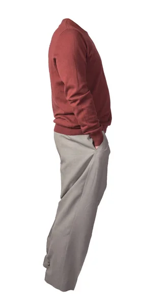 Pánský svetr a kalhoty izolované na bílém pozadí.ležérní sraženina — Stock fotografie