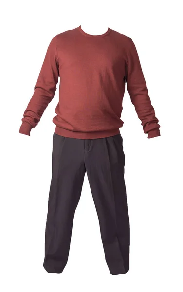 Maglione uomo e pantaloni isolati su sfondo bianco. coagulo casuale — Foto Stock