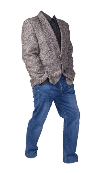 Jacka med skjorta och jeans isolerad på en vit bakgrund. — Stockfoto