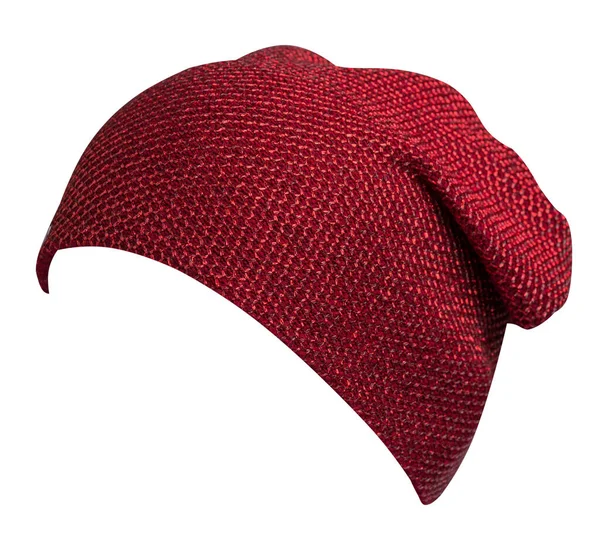 Sombrero Rojo Mujer Sombrero Punto Aislado Sobre Fondo Blanco — Foto de Stock