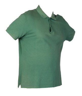 Kısa kollu koyu yeşil tişört beyaz arka plan pamuk gömleğine izole edilmiş. Sıradan stil