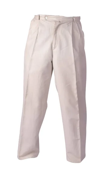 Light Beige Pants Isolated White Background Fashion Men Trousers — 图库照片