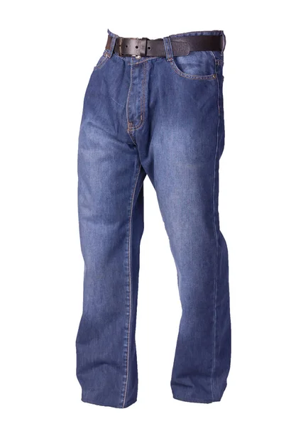 Jeans Blu Isolati Sfondo Bianco Bellissimi Jeans Casual — Foto Stock