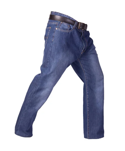 Blauwe Jeans Geïsoleerd Witte Achtergrond Mooie Casual Jeans — Stockfoto