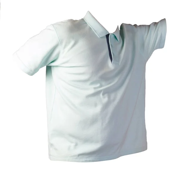 Shirt Manica Corta Turchese Isolata Camicia Cotone Fondo Bianco Stile — Foto Stock