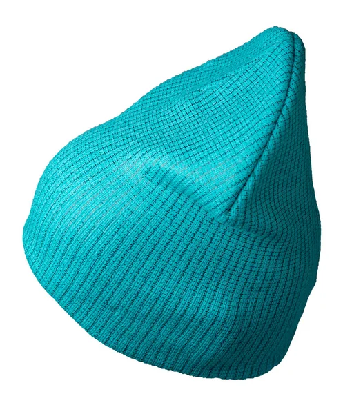 Chapeau Turquoise Pour Femme Chapeau Tricoté Isolé Sur Fond Blanc — Photo