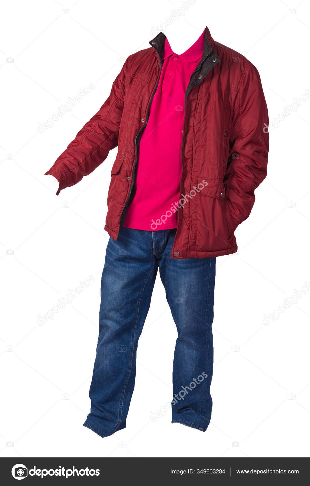 red jacket blue jeans