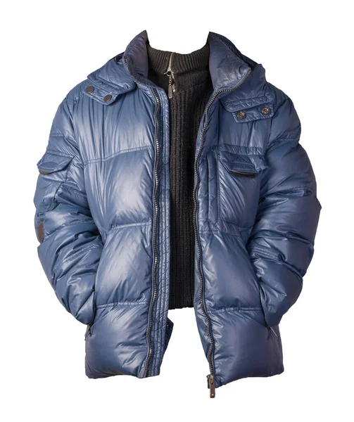 Blaue Jacke Und Schwarzer Pullover Isoliert Auf Weißem Background Bologna — Stockfoto