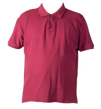 Kısa kollu, koyu kırmızı tişört beyaz arka plan pamuk gömleğine izole edilmiş. Sıradan stil