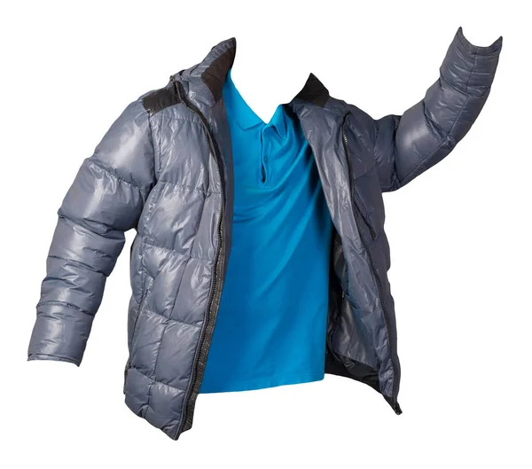 Camiseta Azul Los Hombres Chaqueta Azul Aislado Ropa Background Casual — Foto de Stock