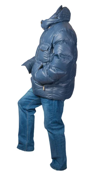 Blå Herrjacka Och Blå Jeans Isolerade Vit Bakgrund Casual Kläder — Stockfoto