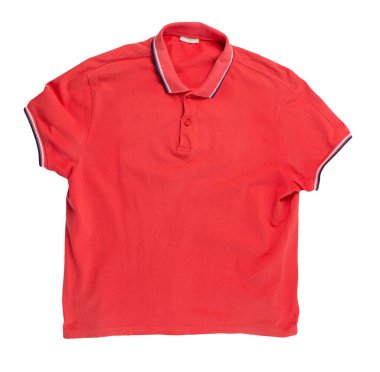 Kısa kollu turuncu tişört beyaz arka planda izole edilmiş. Pamuklu tişört üstte. Sıradan stil