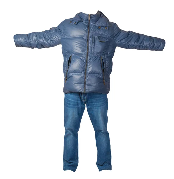 Blaue Herrenjacke Und Blaue Jeans Auf Weißem Hintergrund — Stockfoto