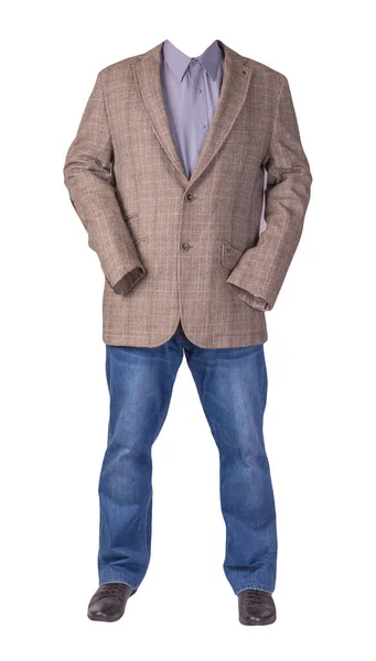 남성의 가벼운 남성의 청바지 가죽검은 배경에 고립된 보라색 — 스톡 사진