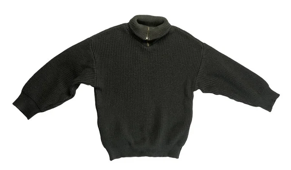 Suéter Negro Punto Aislado Sobre Fondo Blanco Jersey Hombre Bajo — Foto de Stock