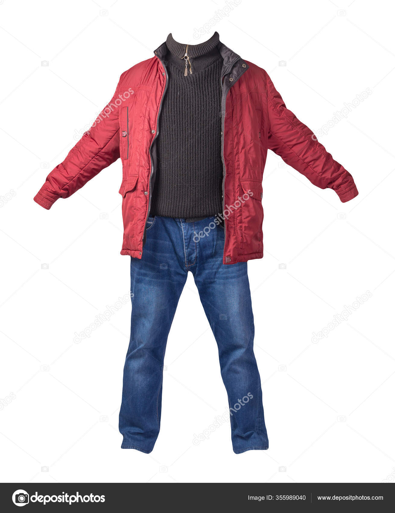 red jacket blue jeans