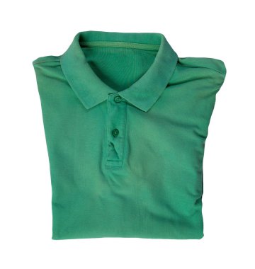  Kısa kollu yeşil tişört beyaz arka planda izole edilmiş. Pamuklu tişört üstte. Sıradan stil