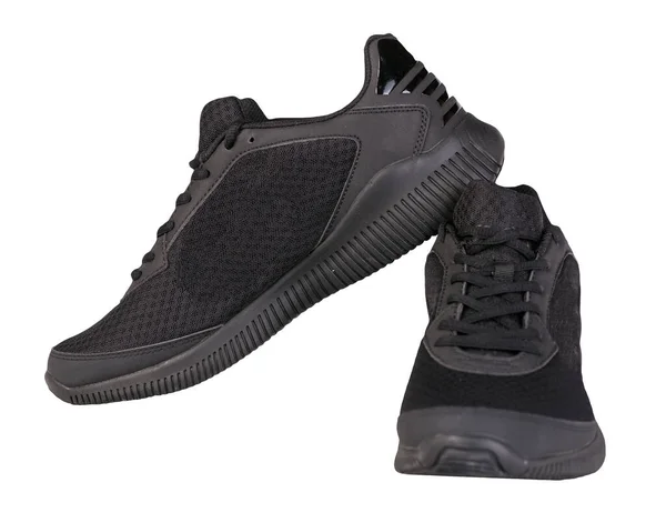 Baskets Noires Isolées Sur Fond Blanc Chaussures Sport — Photo