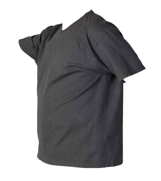 Shirt Noir Isolé Sur Fond Blanc Shirt Manches Courtes Coton — Photo