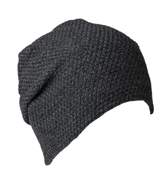 Cappello Grigio Lavorato Maglia Isolato Uno Sfondo Bianco Accessorio Cappello — Foto Stock