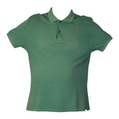 Kısa kollu, koyu yeşil yakalı, beyaz arka plan pamuklu gömlekli. Sıradan stil