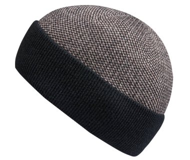 Beyaz bir arka planda izole edilmiş siyah bej şapka. Sıradan bir tarz için moda şapka aksesuarı.