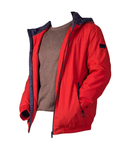Rote Jacke Und Brauner Pullover Isoliert Auf Weißem Background Bologna — Stockfoto
