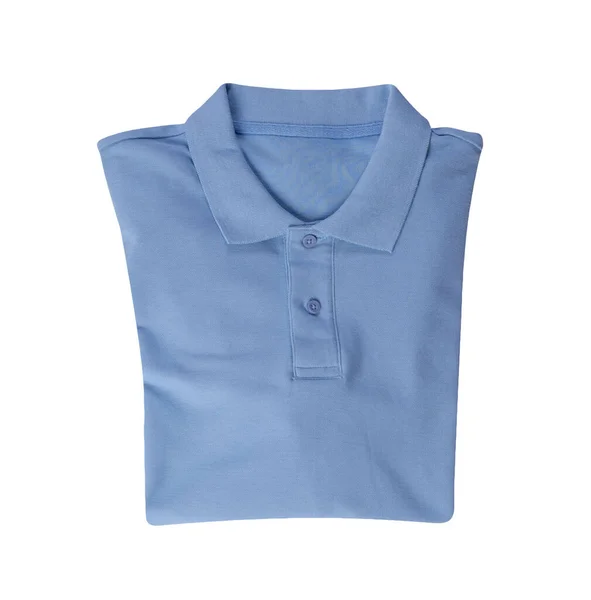 Shirt Azul Claro Manga Curta Isolado Fundo Branco Camisa Algodão — Fotografia de Stock