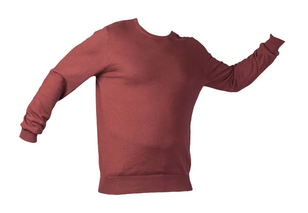 白い背景に隔離された黒いセーターを編んだ首の下に男のセーター カジュアルスタイル — ストック写真