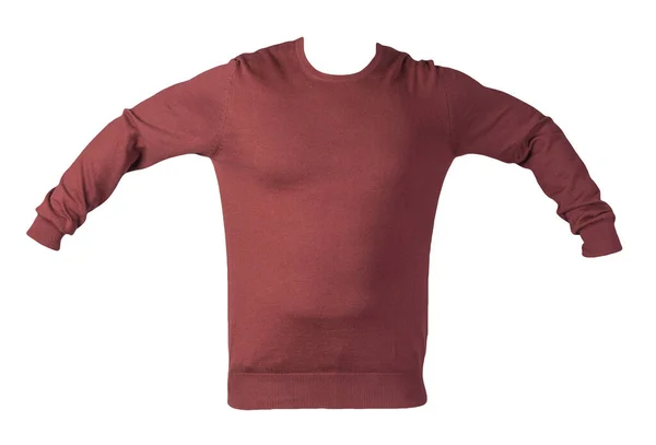 白い背景に隔離された黒いセーターを編んだ首の下に男のセーター カジュアルスタイル — ストック写真