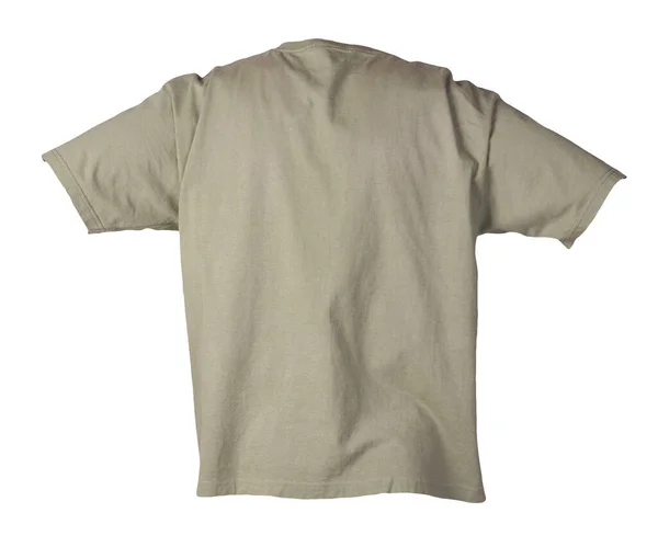 橄榄绿T恤衫 白色背景 夏棉短袖T恤 — 图库照片