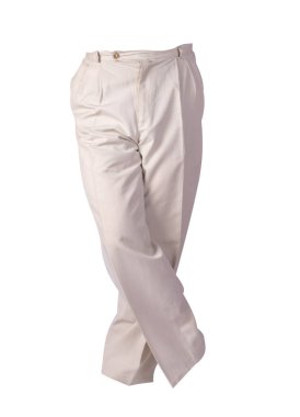 Beyaz pantolon beyaz arka planda izole edilmiş. Moda erkek pantolonu.