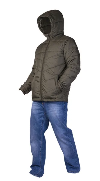 Hakki Men Jacket Blue Jeans Isolated White Background Casual Clothing — Stock Photo, Image
