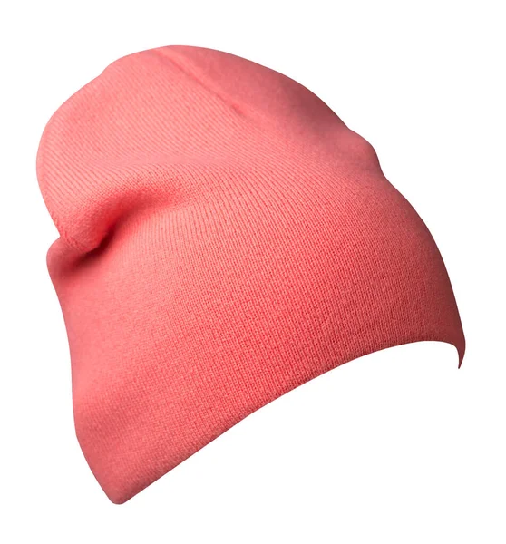 Cappello Rosa Donna Cappello Lavorato Maglia Isolato Sfondo Bianco — Foto Stock