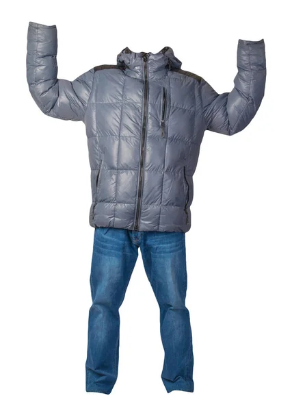 Blaue Herrenjacke Und Blaue Jeans Auf Weißem Hintergrund — Stockfoto