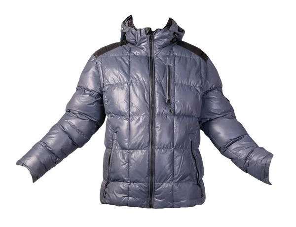 Blaue Jacke Mit Kapuze Auf Weißem Hintergrund Windjacke Lässiger Stil — Stockfoto