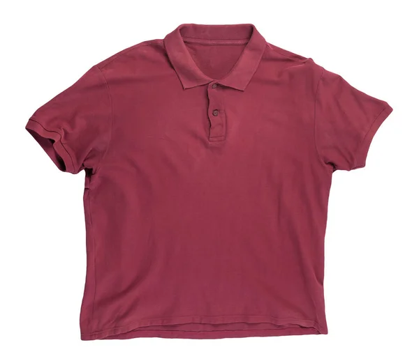 Shirt Manica Corta Rosso Scuro Isolato Sfondo Bianco Camicia Cotone — Foto Stock