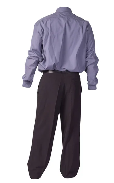 Chemise Violette Pour Homme Pantalon Noir Isolés Sur Fond Blanc — Photo