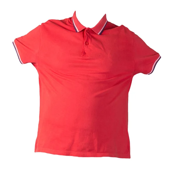 Shirt Corta Maniche Rosse Con Colletti Button Isolati Camicia Cotone — Foto Stock