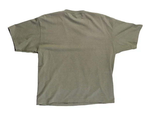 Olive Shirt Isolated White Background Summer Cotton Short Sleeve Shirt — ストック写真