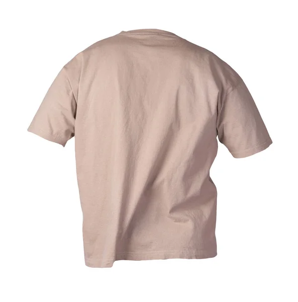 Camiseta Bege Isolada Sobre Fundo Branco Verão Algodão Manga Curta — Fotografia de Stock
