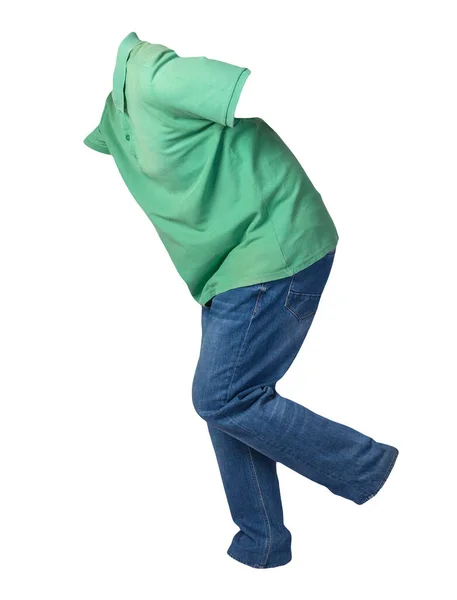 Shirt Verde Dos Homens Com Golas Botão Para Baixo Jeans — Fotografia de Stock
