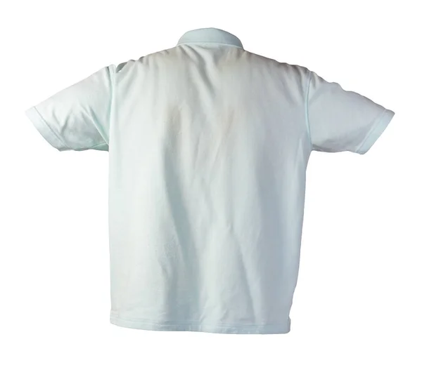 Kurzärmeliges Türkisfarbenes Shirt Mit Knopf Kragen Isoliert Auf Weißem Hintergrund — Stockfoto